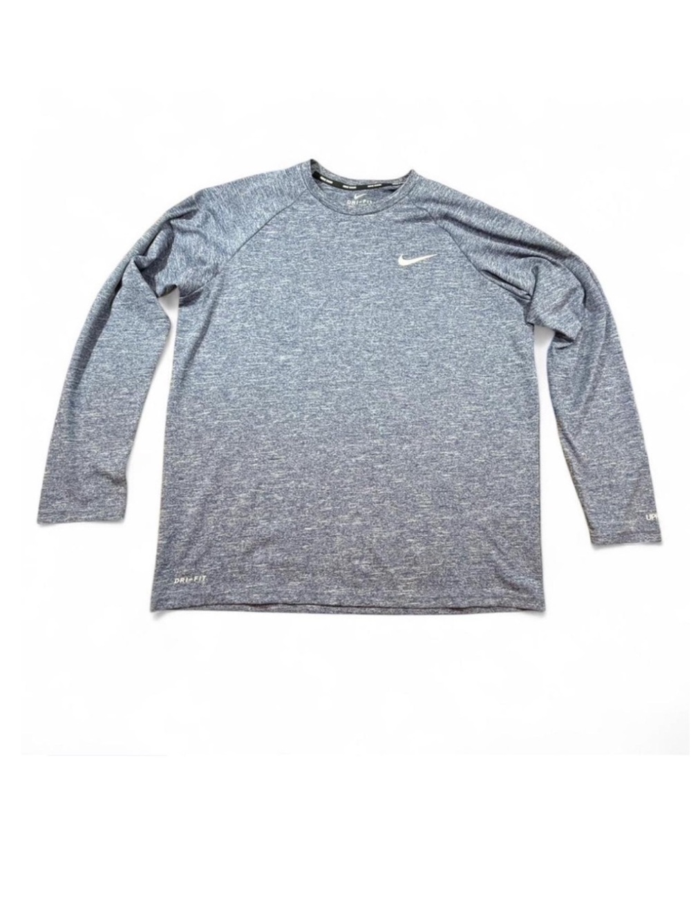 Nike Swim Heathered Blue Long Sleeve Dri-FIT performance top rash guard UPF 40+